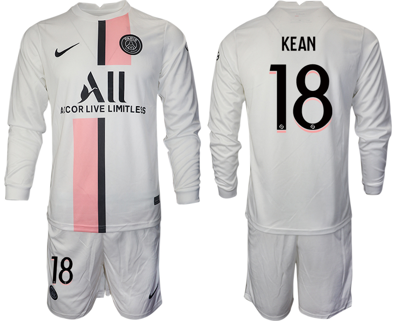 Men 2021-2022 Club Paris St German away white Long Sleeve #18 Soccer Jersey